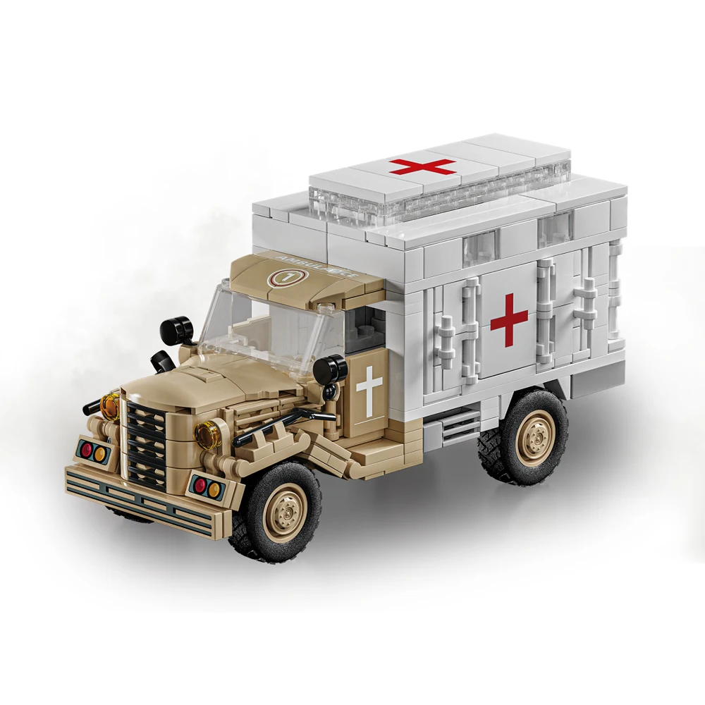 World War 2 WW2 Army Military Soldiers SWAT Ambulance Vehicle Assemble Building Blocks Bricks Children's Toys Gift ﻿