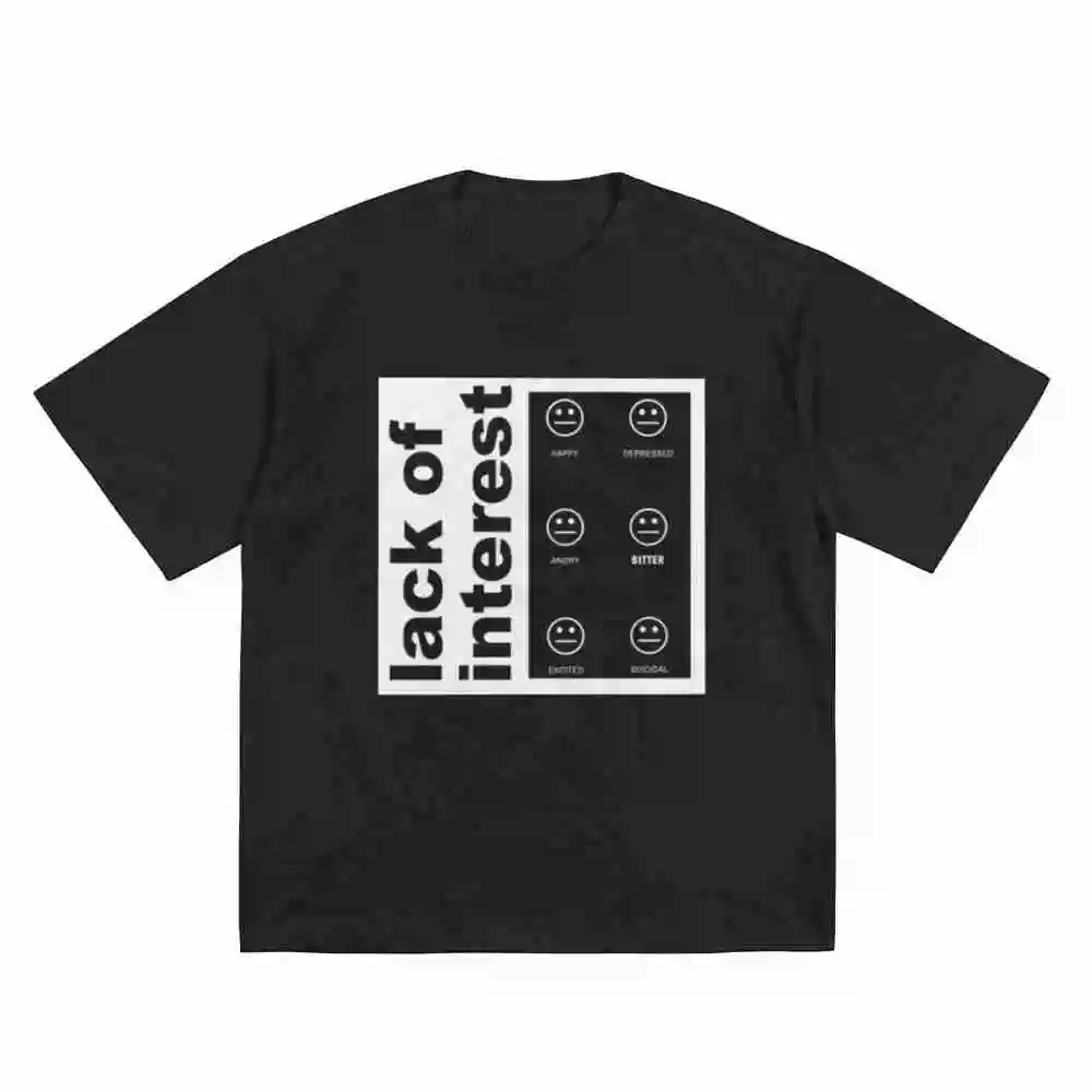 Lack Of Interest Emotion Faces Short Sleeve Tee 100% Cotton T-Shirt