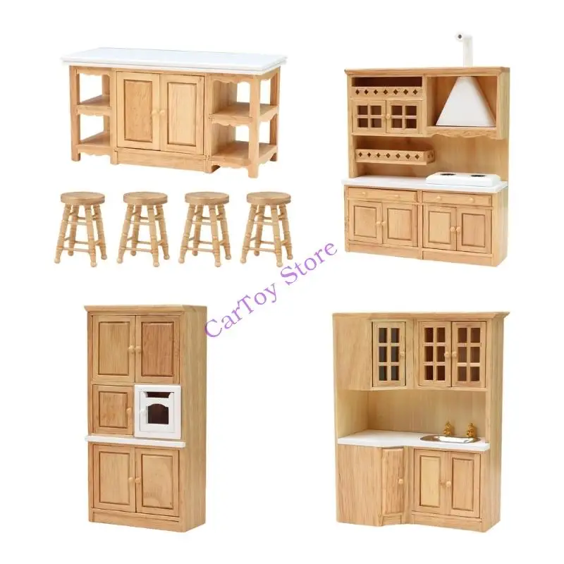

DIY Miniature Wooden Dollhouses Furniture Cabinet Craft For Creating Realistic Bedroom Kitchen Scene Model Home Decors