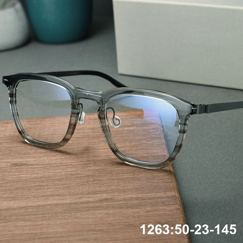 Denmark Brand 1263 Vintage Square Titanium Acetate Glasses Frame Men Women Fashion Designer Strong Eyeglasses Big Face Spectacle