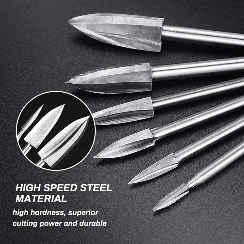 New 6PCS Wood Carving Tools Wood Carving And Engraving Drill Accessories Bit Milling Cutter Carving Root Rotary Tools
