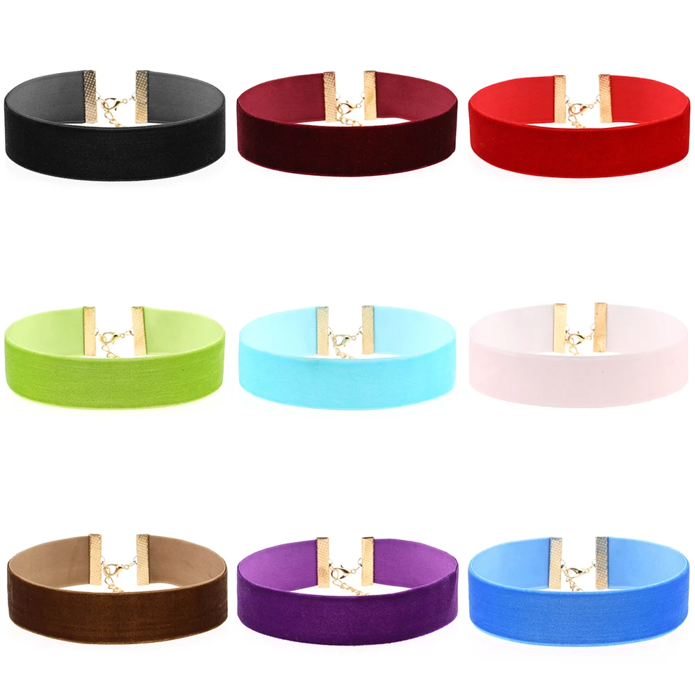 قلادة تشوكر مخملية سوداء عريضة جديدة حزام قلائد تشوكر وردية مجوهرات رقبة