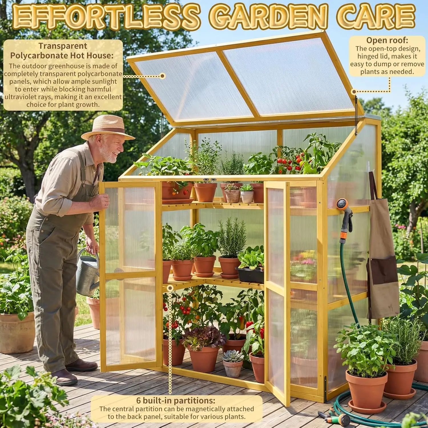 

Wooden Cold Frame Greenhouse with Transparent Flip-Top Roof, Solid Wood Greenhouse Cabinet, Garden Raised Flower Plants, Custom