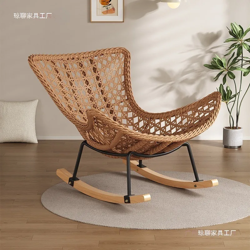 

Rocking Chair Reclining Chair Adult Sleeping Rattan Balcony Lazy Chair Bedroom Leisure Home Lazy Sofa