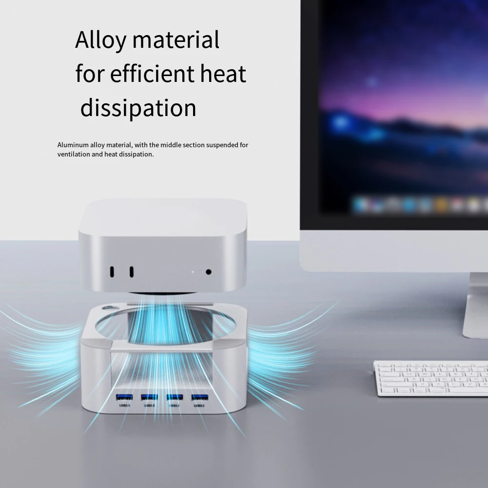 

Подставка для ноутбука, расширительная док-станция для Mac MiniM4, алюминиевая док-станция, USB 3,0, портативный компьютер, USB-концентратор, настольная подставка