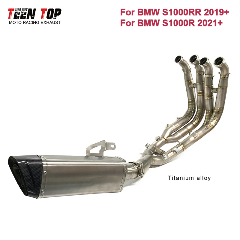 

Titanium Motorcycle Exhaust Pipe For BMW S1000RR S1000R Full Exhaust System 2021+ Escape Moto Front Link Tube Stock Size Muffler