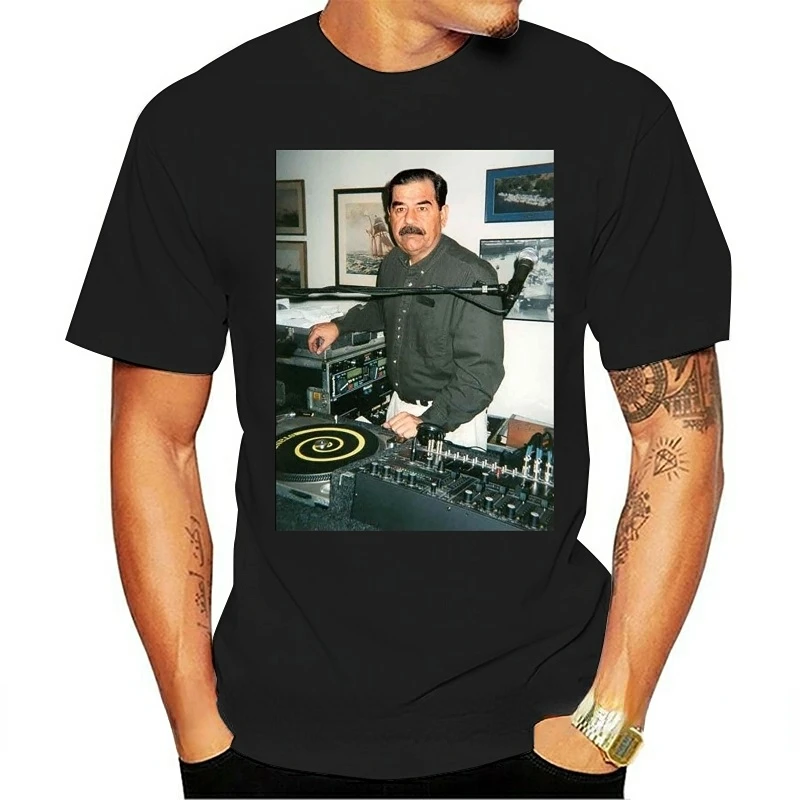 Dj Saddam Hussein Graphic Tshirts Men Clothing Technics 1200 Iraq House Edm Hip Hop Harajuku Tops Ropa Hombre Camiseta