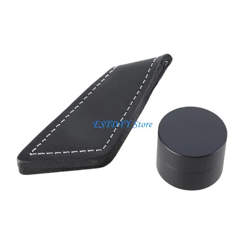 

G6DE Portable Leather Chalk Bag Chalk Clip Pool Cue Chalk Holder with Belt Clip Snooker Tool Accessory Enduring