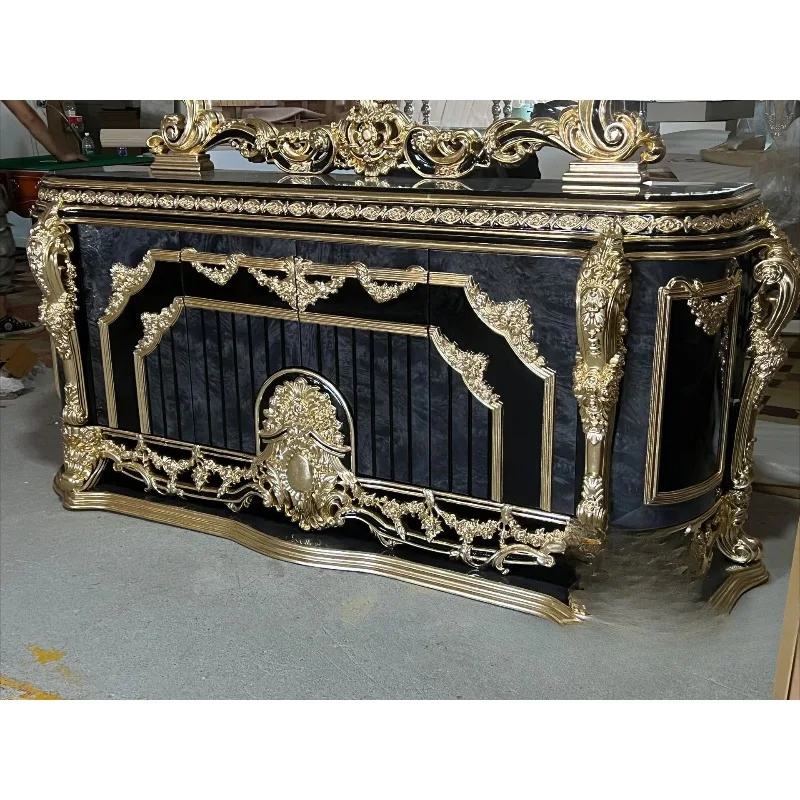 carving flower dyed veneer upper body mirror cabinet mirror table luxury villa palace style bathroom mirror cabinet