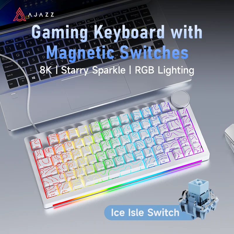 AJAZZ AK820 V2 Bedraad Hall Magnetic Gaming Toetsenbord, 75% Layout Hot Swappable, 8K Polling Rate RT Rapid Trigger, RGB Verlichting, 5-Layer Gasket
