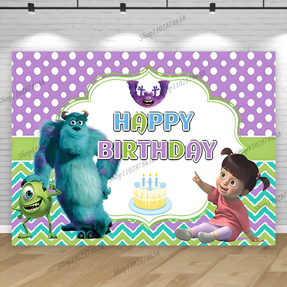 Monsters Inc University Theme Boo Girl Happy Birthday Party Background Baby Shower Photography Pink Room Decor Supplies Poster