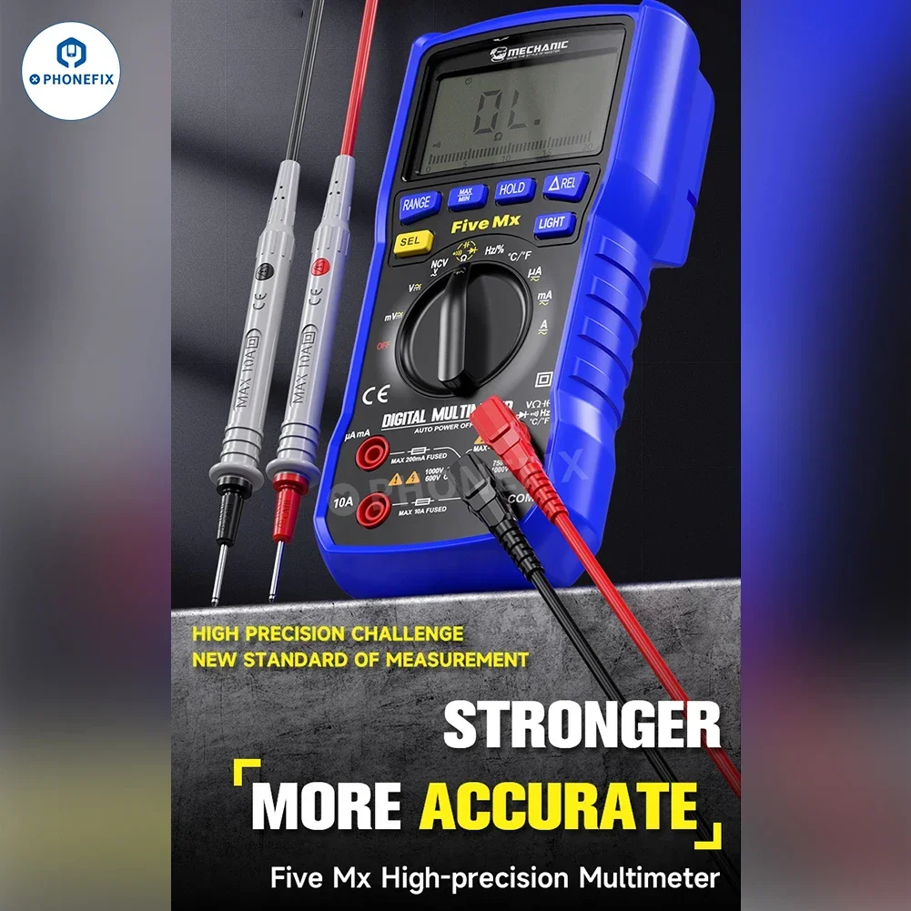 Imagem -02 - Mecânico Cinco mx Quatro-bit Multímetro Digital Totalmente Automático Transmissão de Fala Inglês Retroiluminação Lcd Mini mx td True Rms