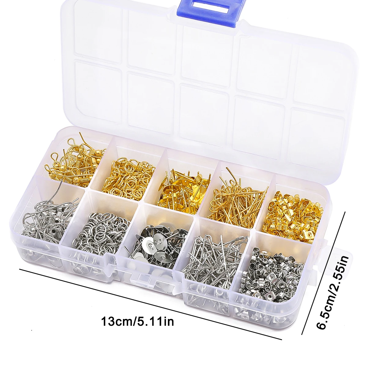 1 Set 10 Grid Box Ear Hook Single Loop 9-shaped Needle Ear Plug Set Handmade DIY Making Jewelry Earring Accessories Materials