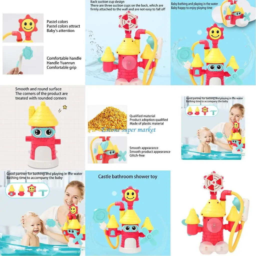090B Brinquedo Castelo Criativo Banho Elétrico para Brincar Brinquedo Bebê Infantil Brinquedo Chuveiro 3 Meses