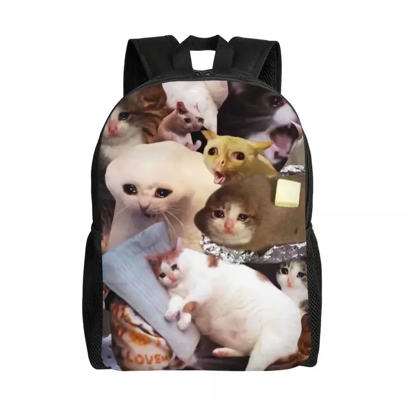 

3D Print Crying Cat Memes Backpacks for Girls Boys Animal College School Travel Bags Women Men Bookbag Fits 15 Inch Laptop