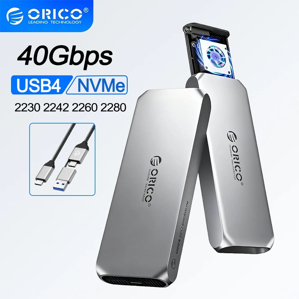 

ORICO 40Gbps M.2 NVMe Enclosure with Cooling Fan Anti-Drop 8TB Capacity M.2 SSD Case for Thunderbolt 3/4 Support PCIe Gen4×4 SSD