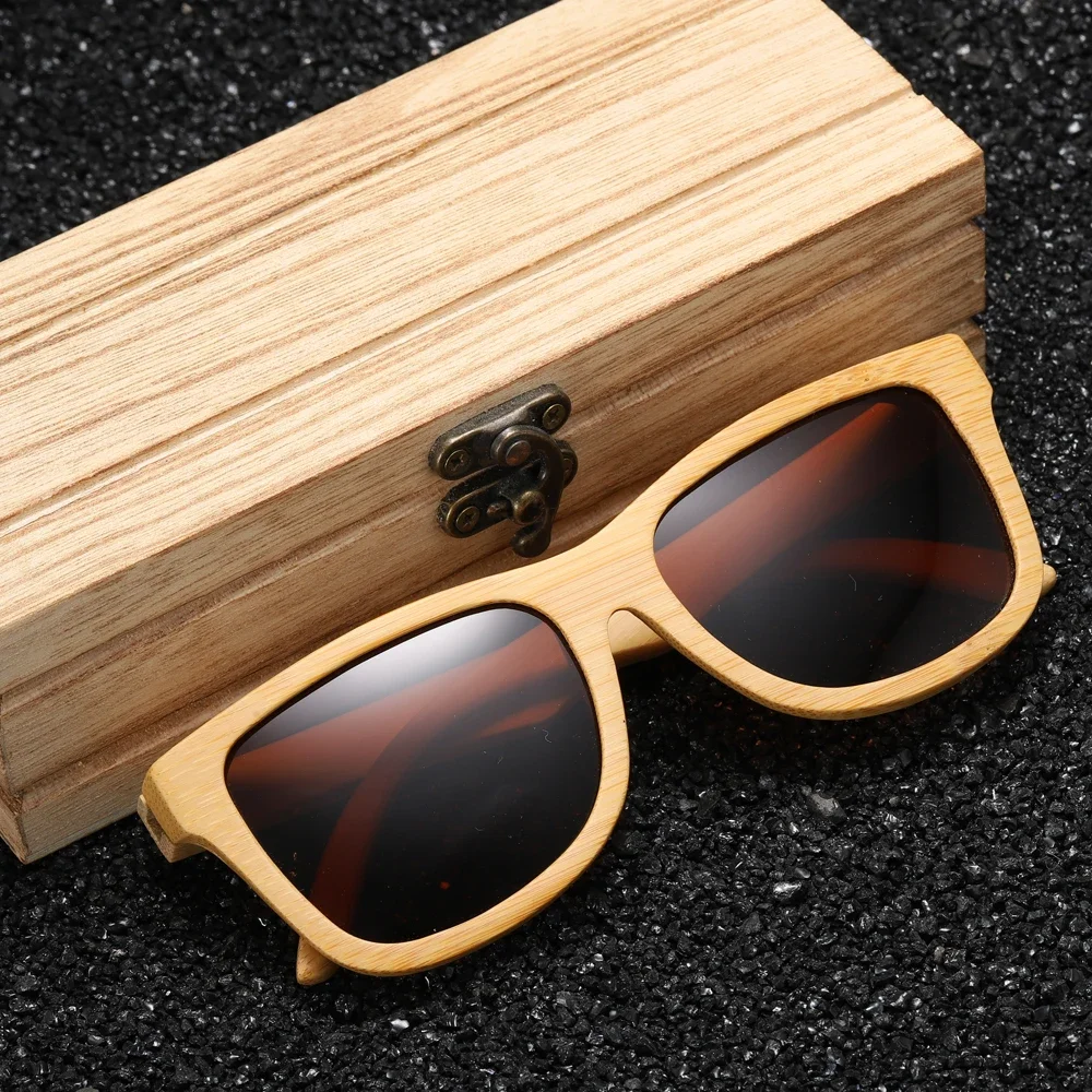 Merk Design Handgemaakte Natuurlijke Houten Bamboe Zonnebril Luxe Zonnebril Gepolariseerde Houten Oculos De Sol Masculino Lasses