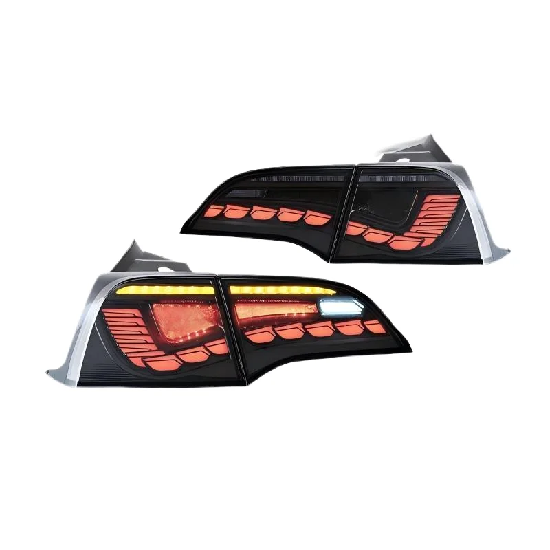 For Tesla Model 3 & Model Y Custom Red LED Taillight Assembly With Flow Turn Signal Rear Lamp ABS Material 12V/24V Condition New
