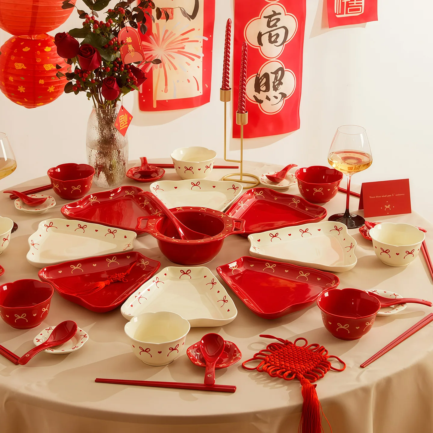 Ceramic reunion dinner platter tableware set, plate