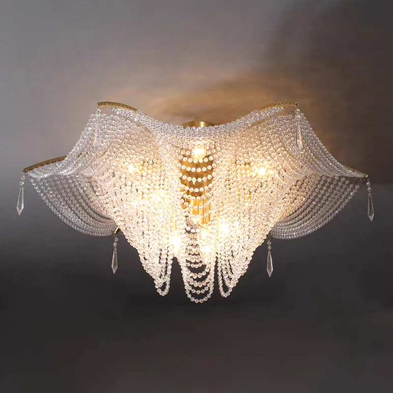 Butterfly Crystal Modern Bead Ceiling Lights LED Luxury Ceiling lamps for Living Room Dimmable Indoor Home Lighting New Lustres