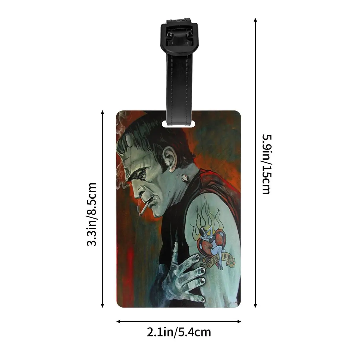 Broken Hearted Frankenstein Monster Tattoo Art Luggage Tags for Travel Suitcase Privacy Cover ID Label