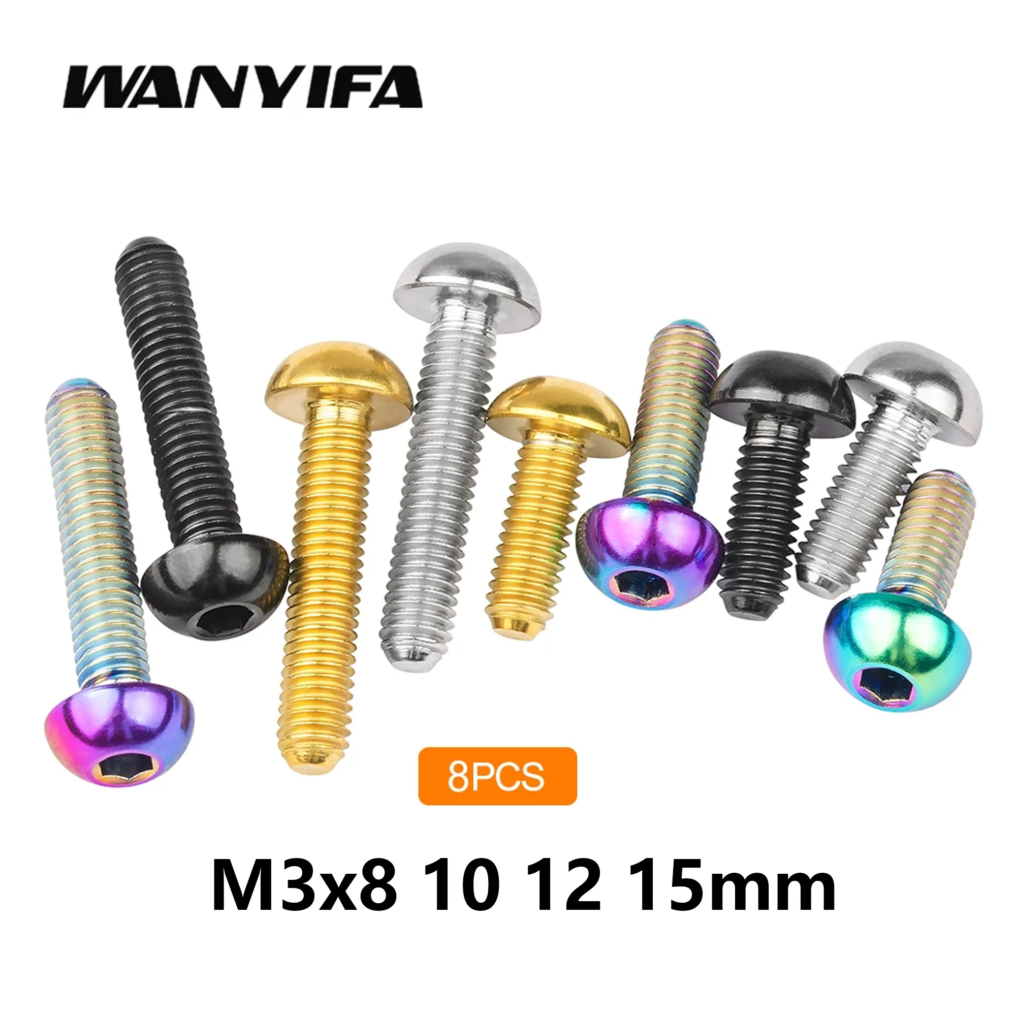 

Wanyifa 8pcs Titanium Bolt M3x8 10 12 15mm Hex Hexagon Socket Button Head Allen Key Screw for Bicycle Fixing Screws