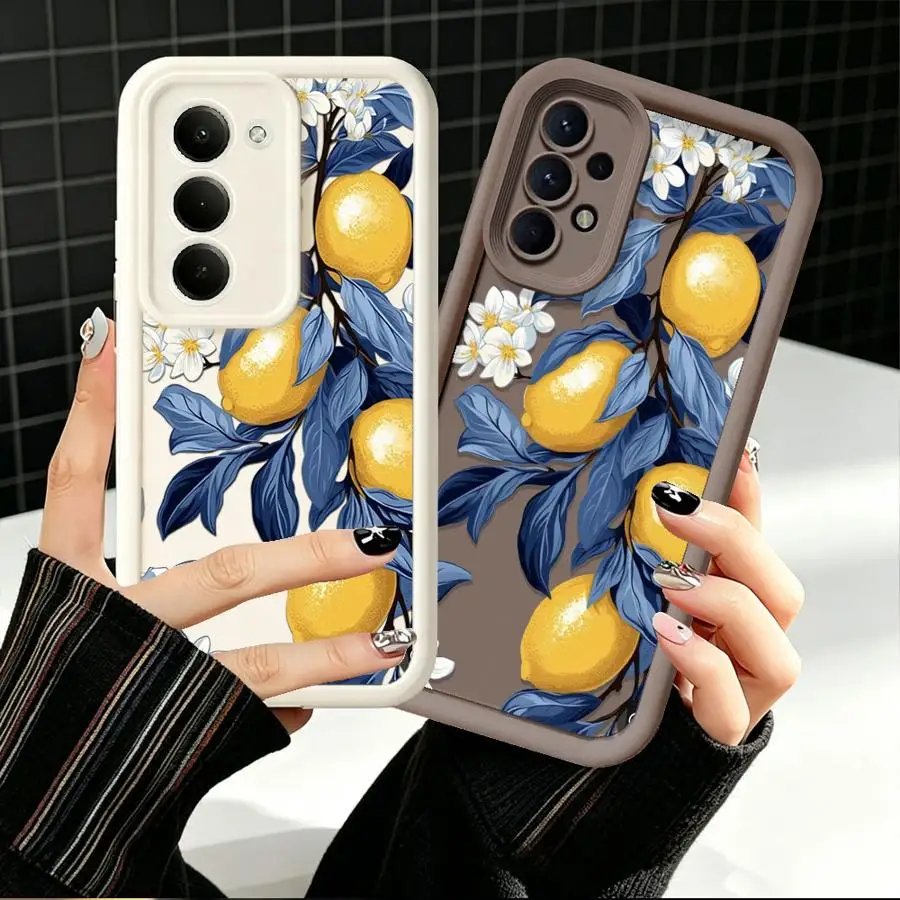 Phone Cover Case for Samsung Galaxy A11 A21s A14 A22 A06 A36 A12 A07 A13 A30 A05A73 A35 A17 A16 A25 A15 A24 A50 A52 Blue Leaf
