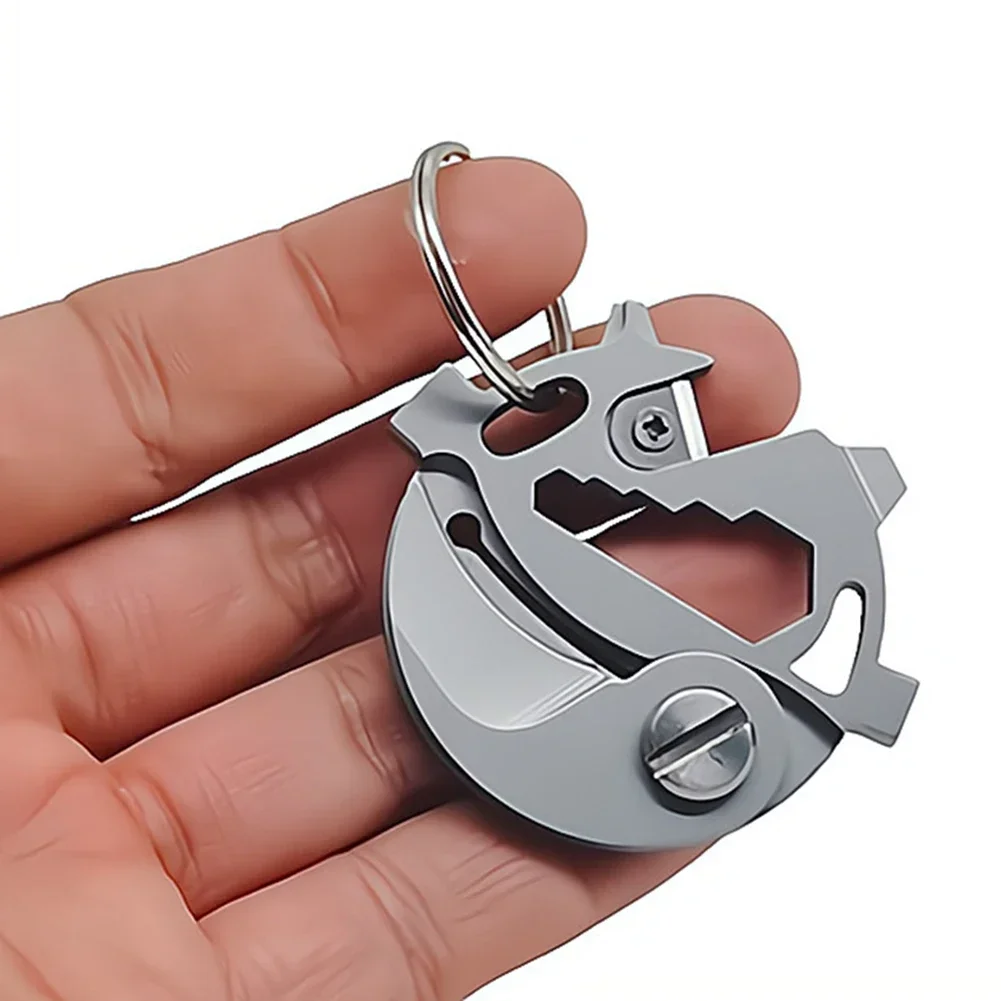 Pocket Multifunctional Coin Keychain Wrench Pendant Metal Multi Card Tool Stainless Steel Outdoor Camping Accessories Durable