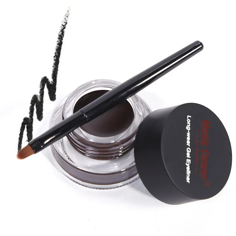 Music Flower Coffee Black Blue Purple Brown 24 Hours Eyeliner Gel Cream Make Up Waterproof Long-wear Eye Liner Brushes Makeup