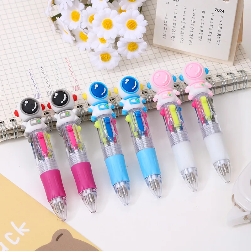 

10Pcs/Lot Cute Astronauts 4 Color Mini Ballpoint Pen Cartoon Space Men Ball Pens Multi-color Pens for Student School Stationery