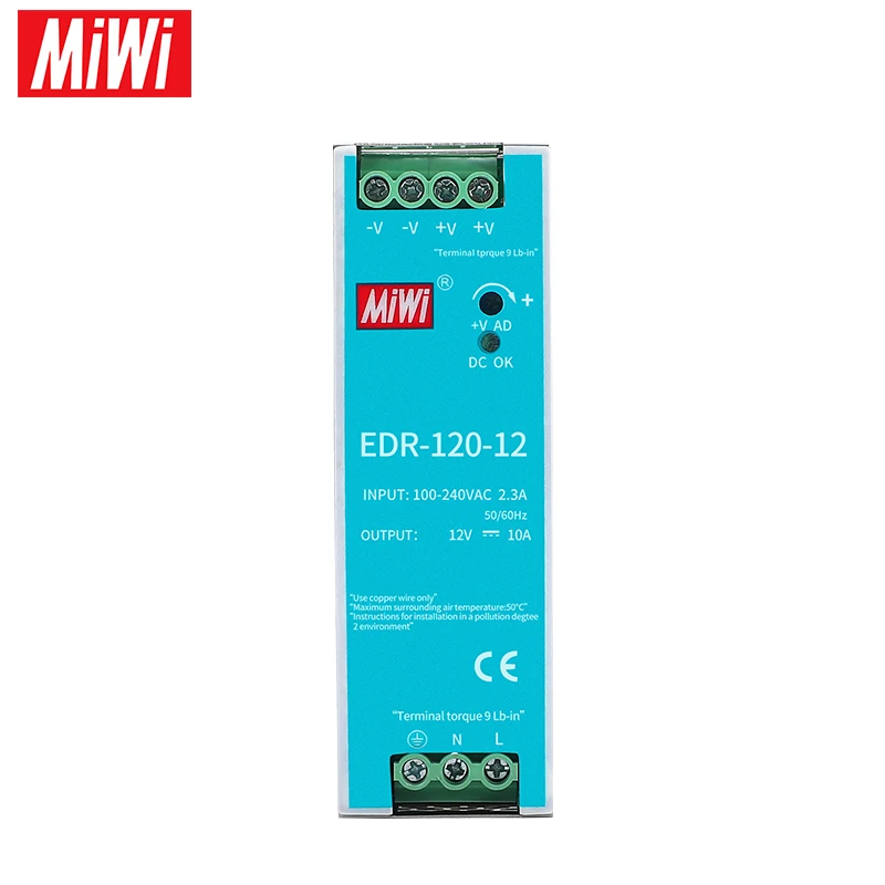 EDR-120 Ultra Thin 12V DC AC Single Output  DIN RAIL Switching Power Supply For Indistrial