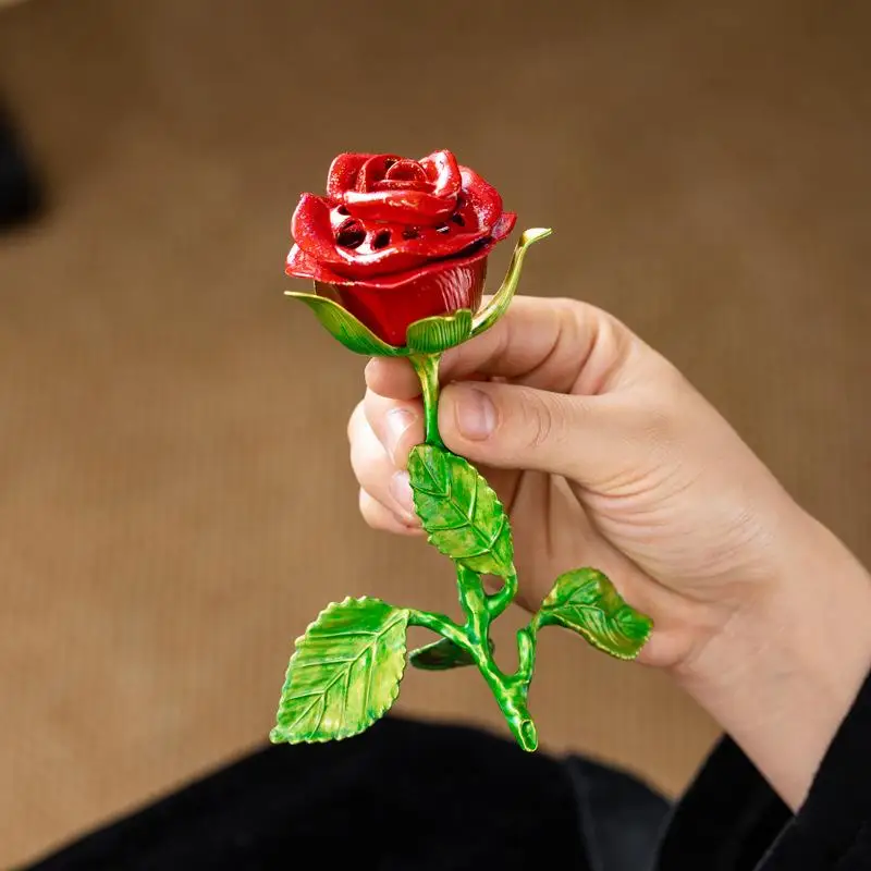 Rosen-Räucherstäbchenhalter, dekoratives Ornament, Aromatherapie-Halter für Wohnzimmer, Schreibtisch, Esszimmer, elegante Heimdekoration – Detail 8