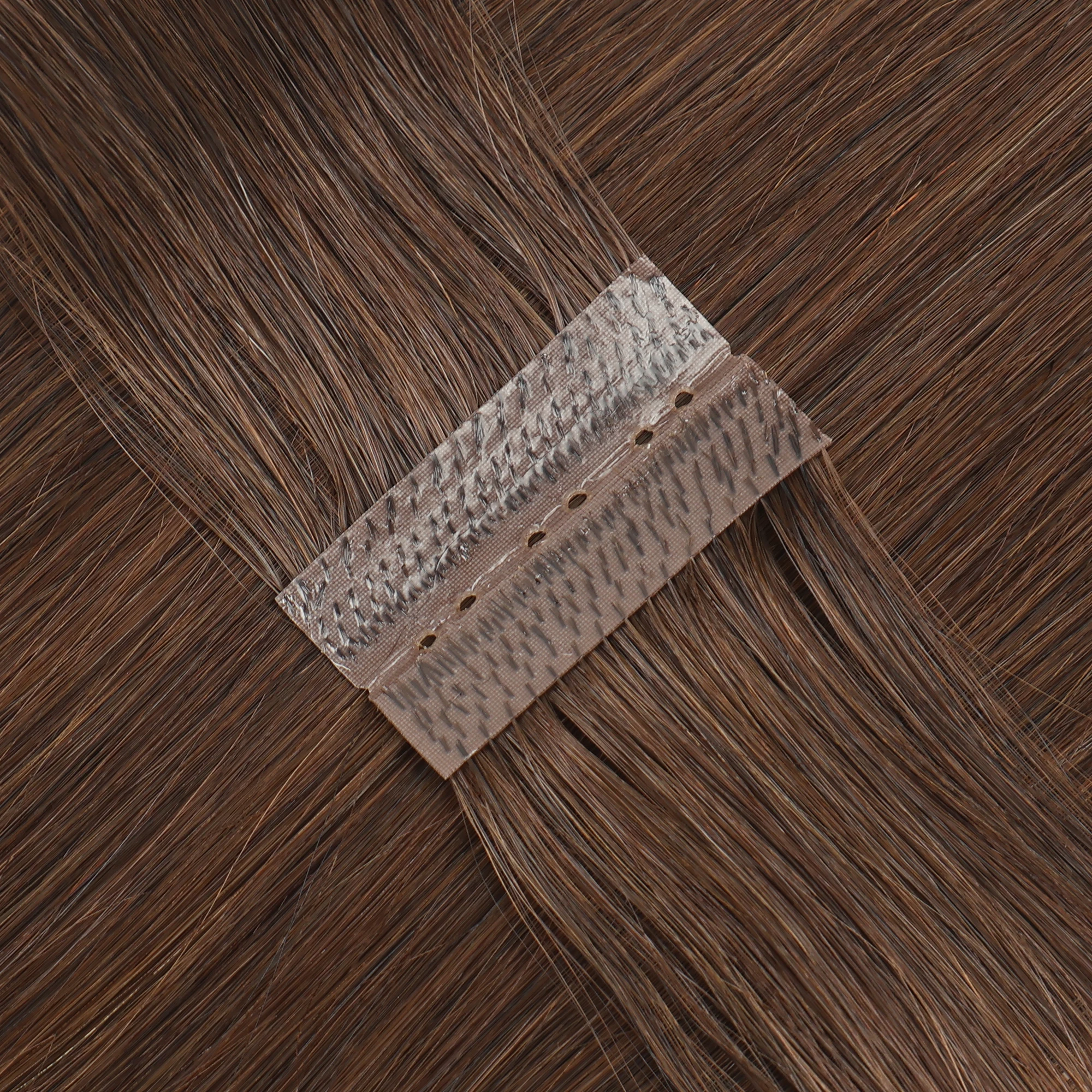 Invisible Twin Tabs PU Skin Hair Weft  With Holes Human Hair Extensions Micro Beads Natural Machine Remy Injected Hair Weft