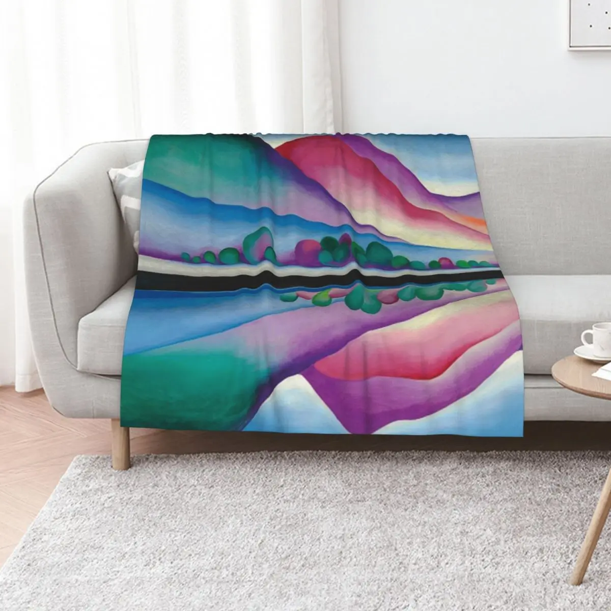 Georgia O'Keeffe Lake George Reflection Throw Blanket Soft Beds Retros Cute Plaid Sofa Quilt blankets and throws Sofa Blankets