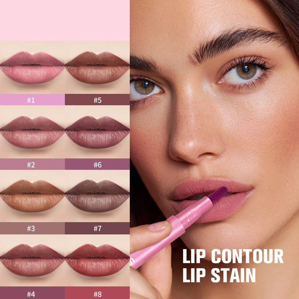 Liquid Lip Liner Pencil Long-Lasting Sumdge-Proof Transfer-proof Lip Contour Lip Stain Ultra Pigmented Lips Makeup 8 Colors