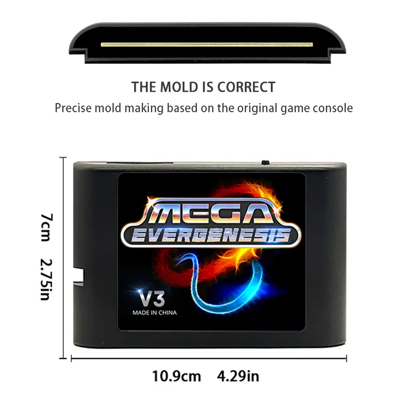 EVERGENESIS Mega Drive V3 Pro 3000 in 1 EDMD Remix MD Game Card for SEGA US/JP/EU 16-bit Video Game Console MD Flash card