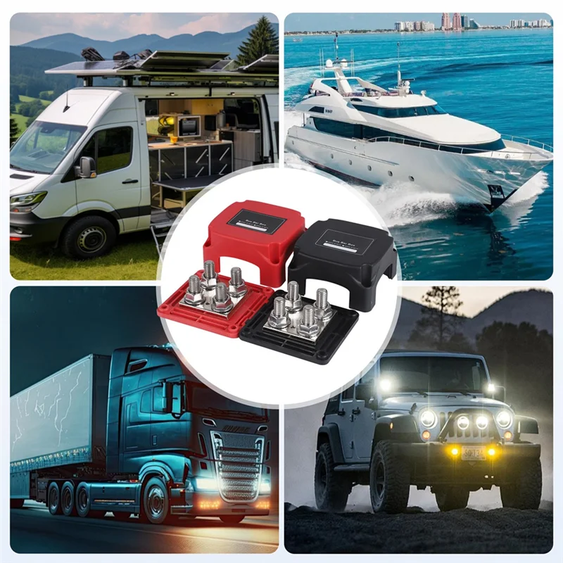 

Оловянная медь 400A 48V сверхмощная шина для автофургонов, морских грузовиков, лодок, блока распределения питания, шиномонтажная шина, красный цвет