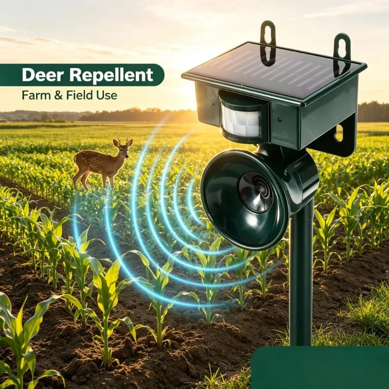 2026 NEW Solar Ultrasonic Pest Control Repeller Outdoor, Bird Deer Cat Dog Mouse Animal Deterrent Device