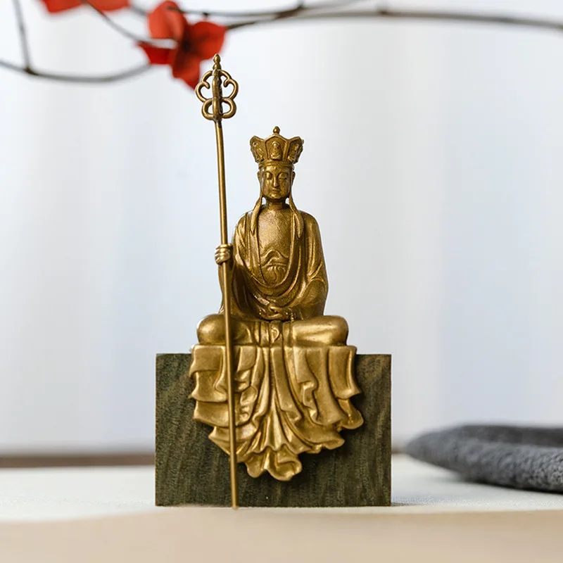 

Ksitigarbha Buddha Statue Copper Statue Ksitigarbha Bodhisattva Statue Ornament Portable Small Buddha Figure Copper Statue Mini