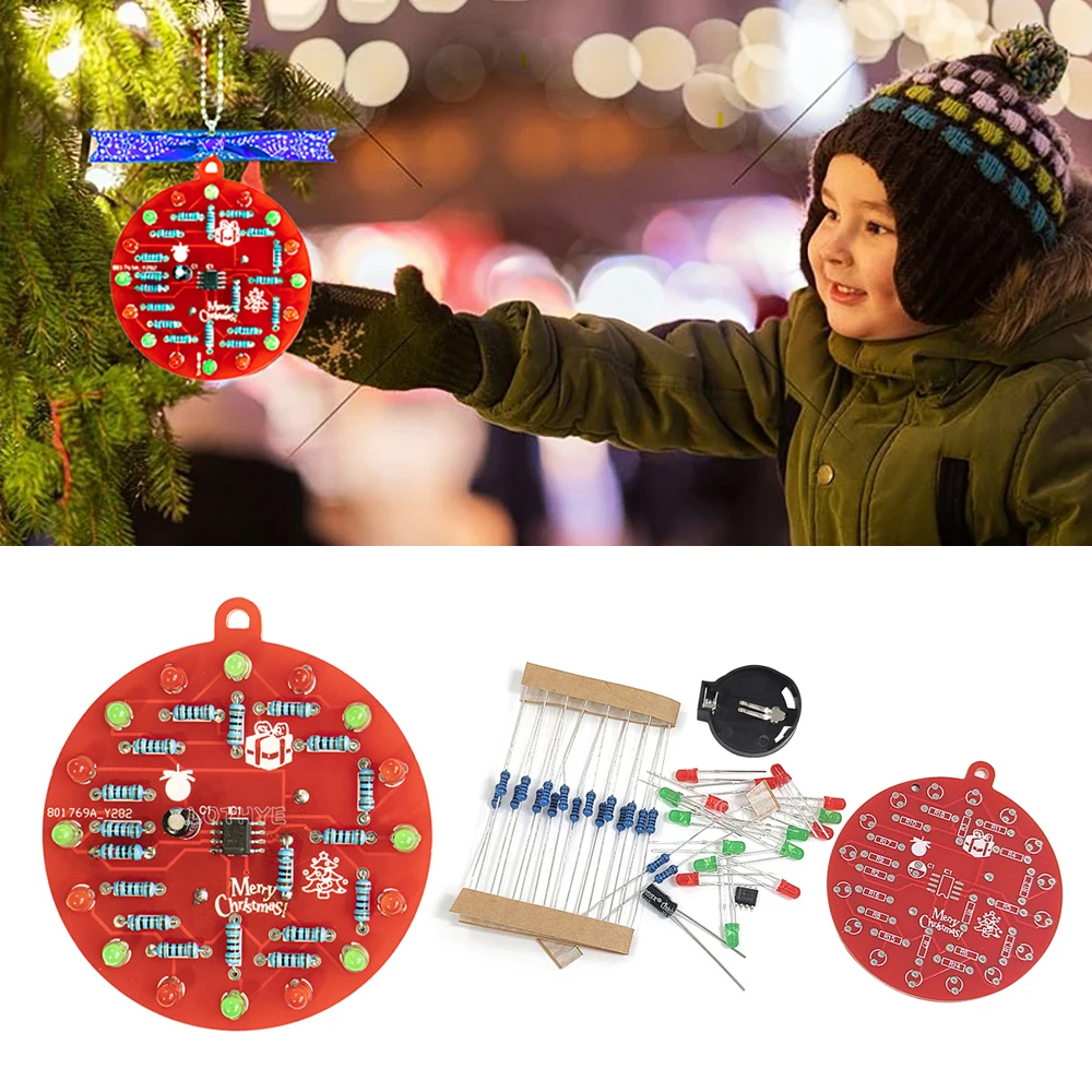 DIY Electronic Kit NE555 Red And Green LED Christmas Tree Decoration Flashing Light Electronic Component Fun Soldering DC 3V