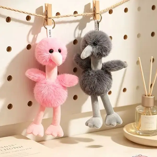Cute Ostrich Pendant Plush Doll Soft Stuffed Animal Toy Bag Backpack Hanging Ornament Lovely Decor Accessory Sweet Birthday Gift