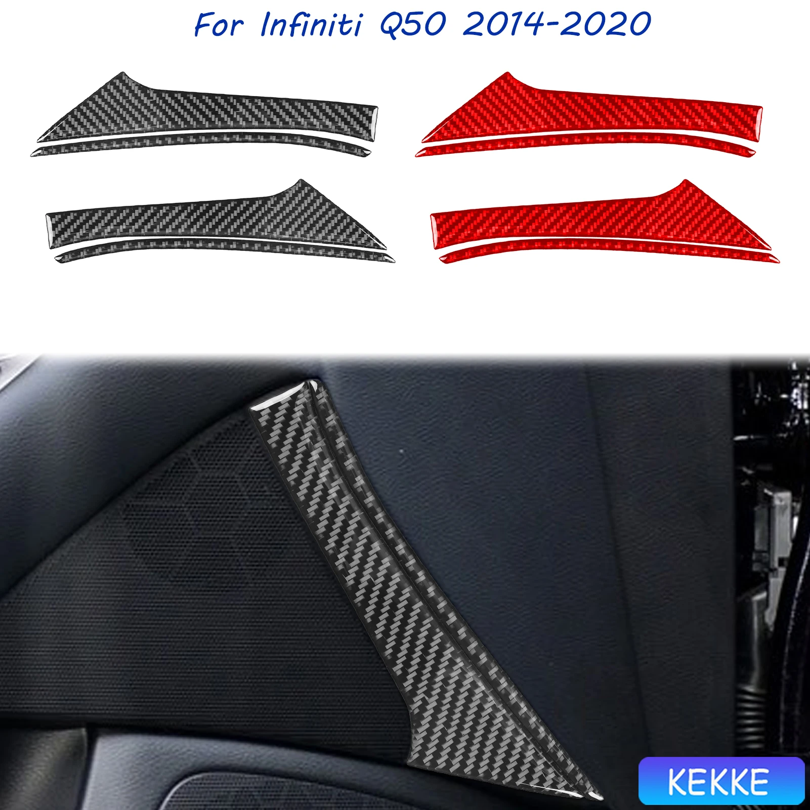 

For Infiniti Q50 2014-2020 Auto Front door speakers Soft Carbon Fiber Car Decoration Interior Accessories Stickers