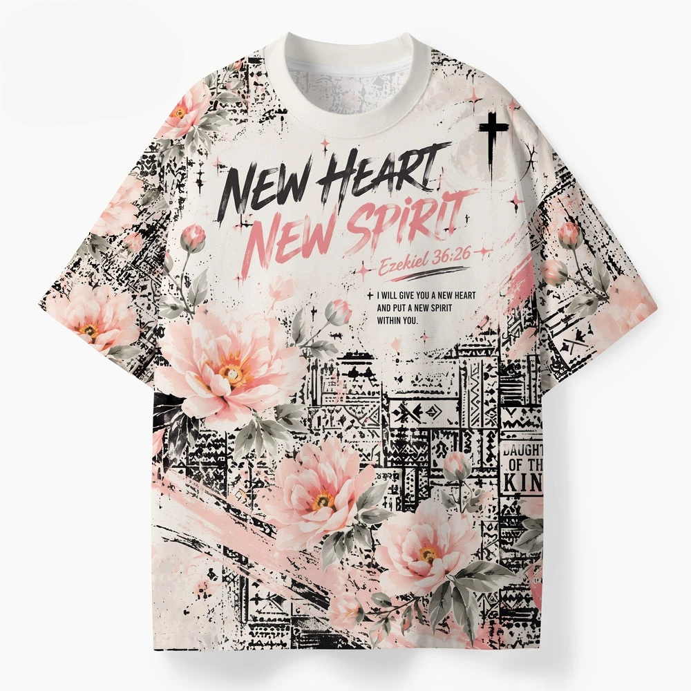 Men Oversized Graphic T‑Shirt, Vintage Pink Peony Floral Grunge 3D Print Tee,Streetwear Short‑Sleeve Top For Daily Street Outing