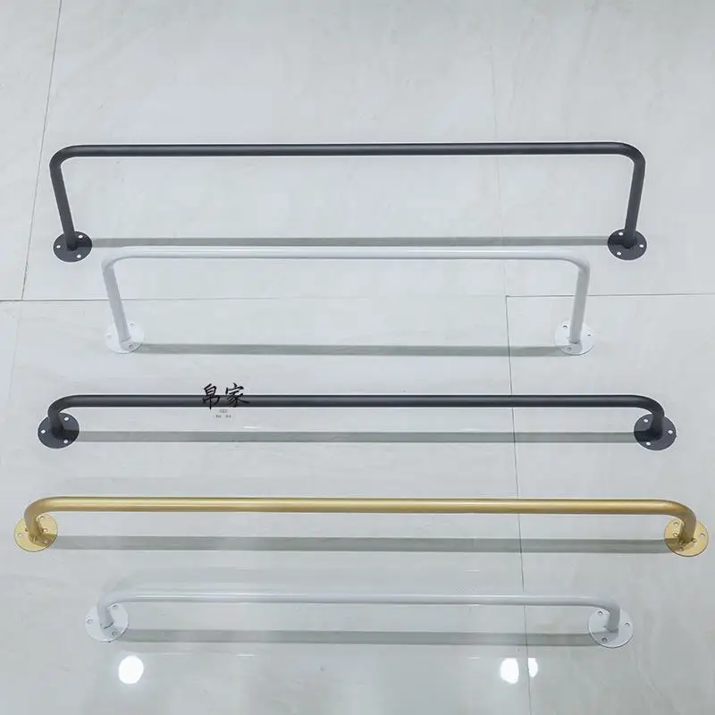 

Double Rod Clothes Drying Rack Wall Mounted Side Installation Balcony Hole Punching Fixed Home Use Golden Color Laundry Holder