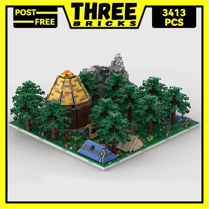 

ThreeBricks Moc Building Blocks Camp Tents In A Street View Model Forest Technology Bricks DIY Toys For Kids Children Gifts