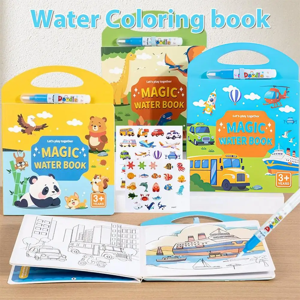 Livre d'images d'eau magique, éducation, Cognition animale, dessin, livres de coloriage, jouets d'apprentissage, autocollants pour enfants