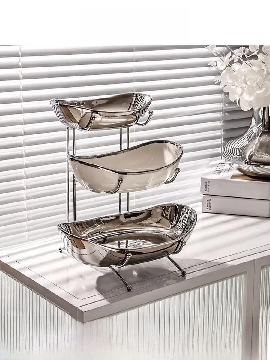 

Eku pro Luxury Multi-Layer Fruit Tray Nordic Sle Cerc Home Decorative Item for Living Room Coffee Table Storage