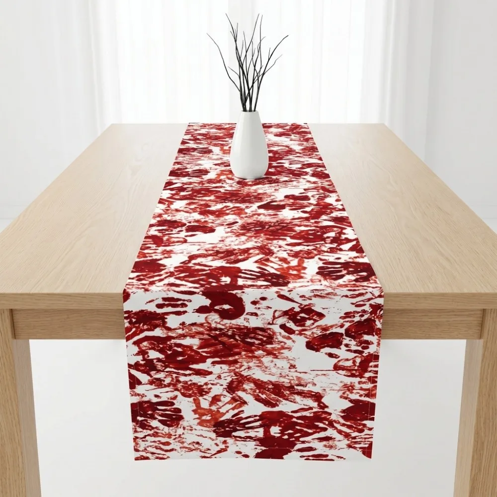 Prop Bloody Halloween Table Runner Blood Stain Handprint Placemat Gory Gothic Halloween Decorative Tablecloth Dinner Table