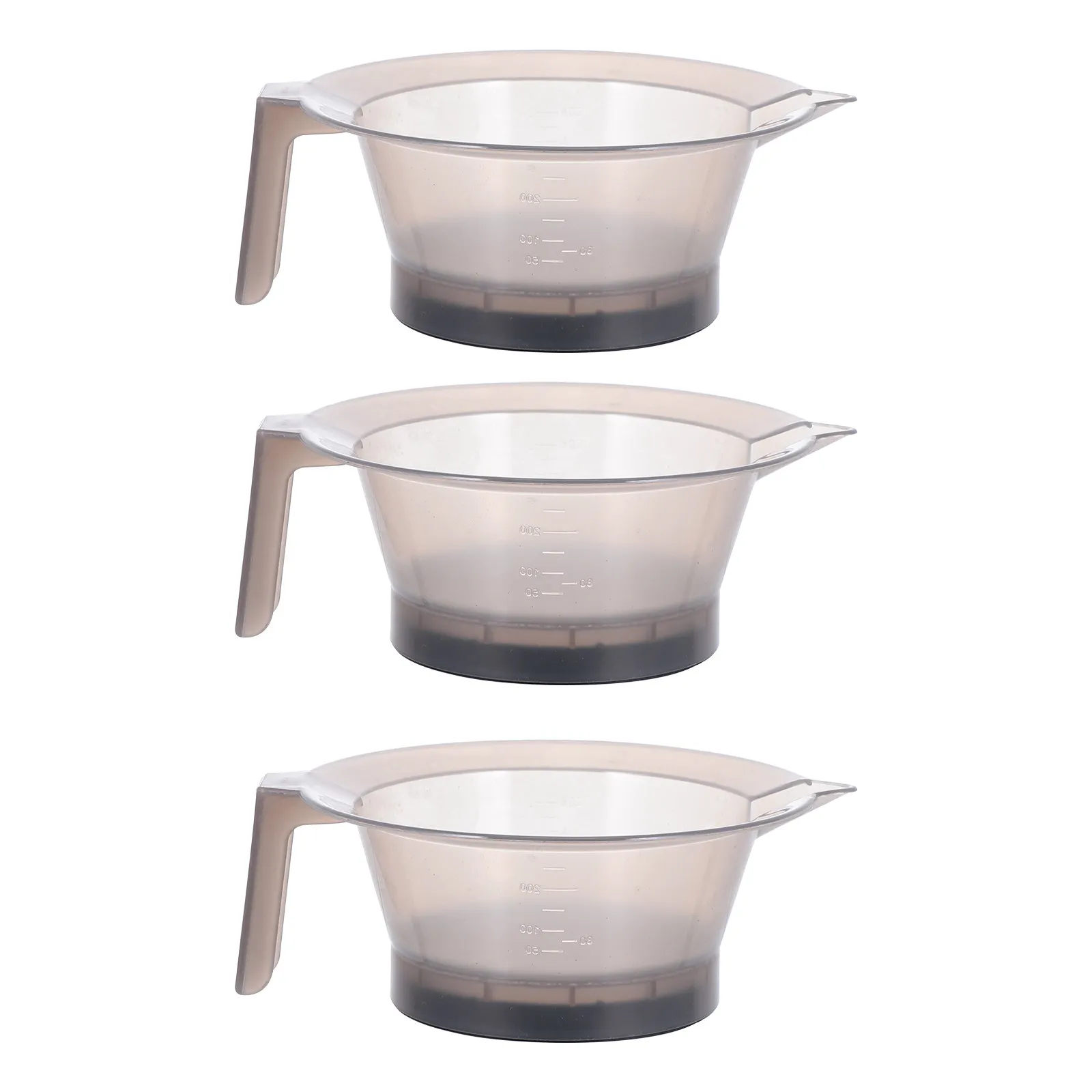 

3Pcs Hair Color Bowl Set Quality Plastic Mixing Bowls with Measurement Scale Comfort Handle Anti Break Stackable Salon Hair