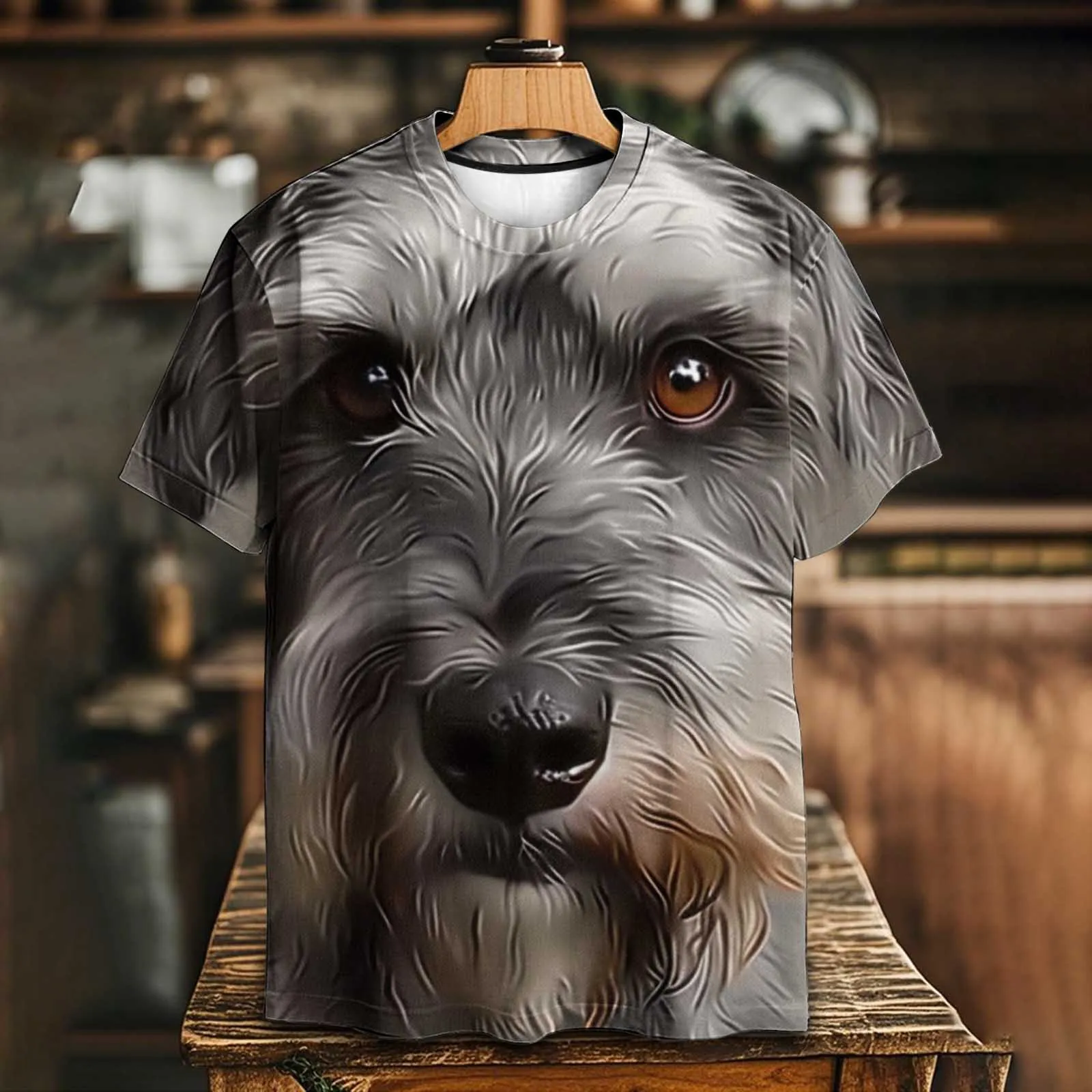 ثلاثية الأبعاد الحيوان الكلاب طباعة تي شيرت رجالي لطيف جرو الوجه نمط قصيرة الأكمام تيز فضفاضة مستديرة الرقبة التصميم الإبداعي مضحك الذكور الملابس